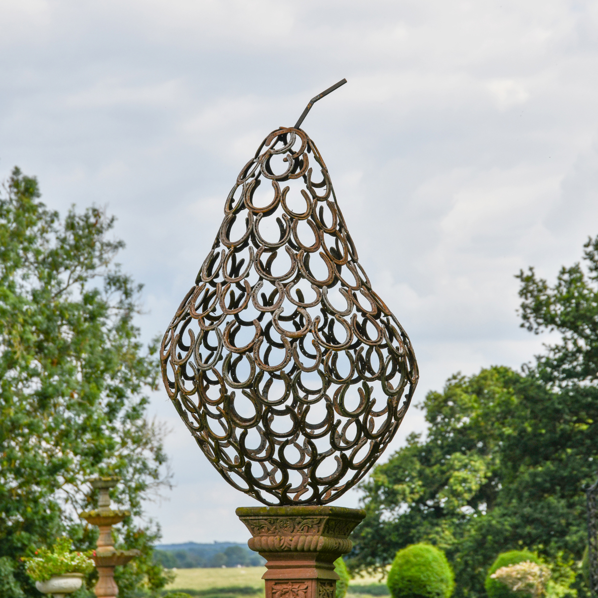 Rustic Horseshoe Pear Sculpture