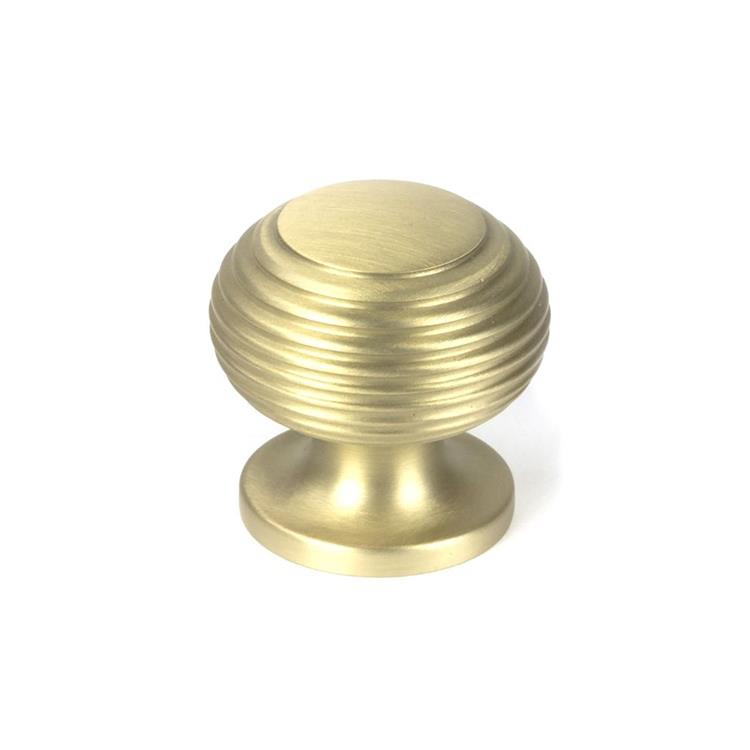 Satin Brass Beehive Cabinet Knob-40mm
