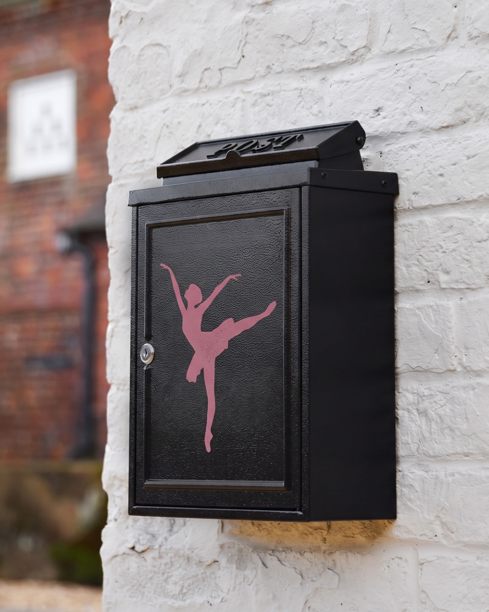 Wall Mounted Post Box with Pink Ballerina Motif