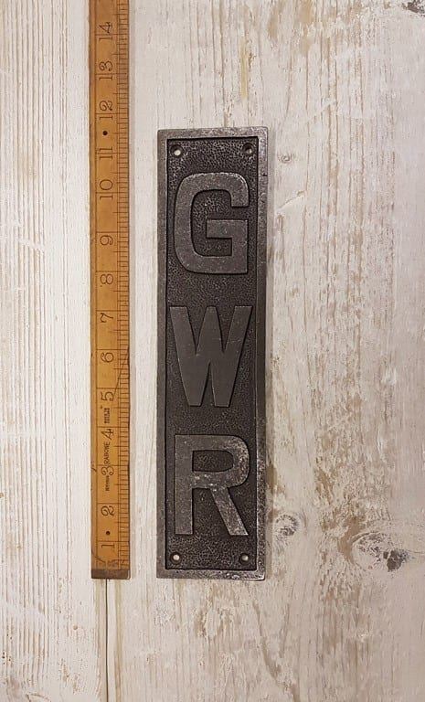 Antique Aged Iron 'GWR' Push Finger Plate