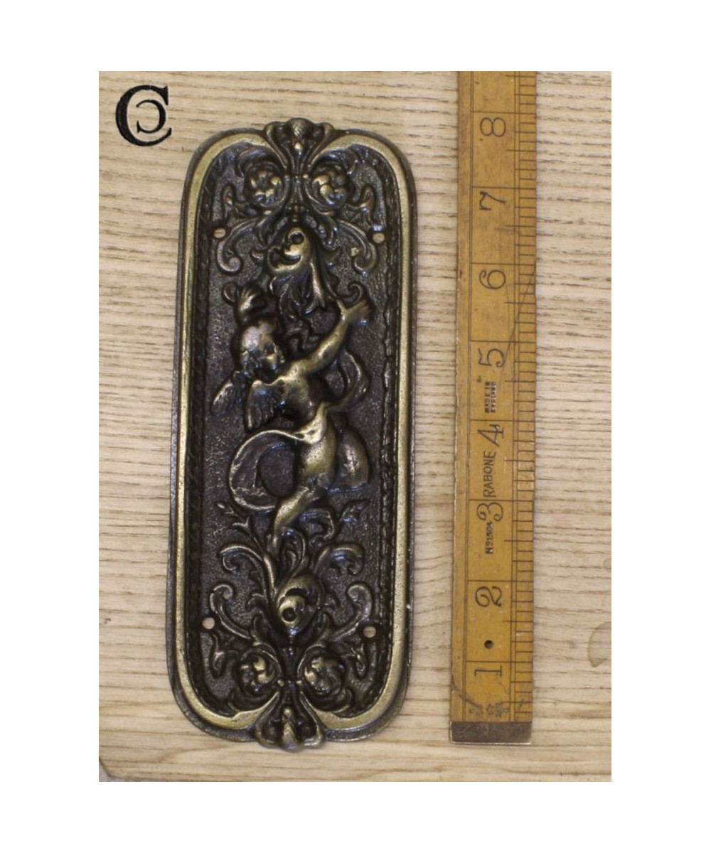 Antique Brass Cherub Finger Door Plate