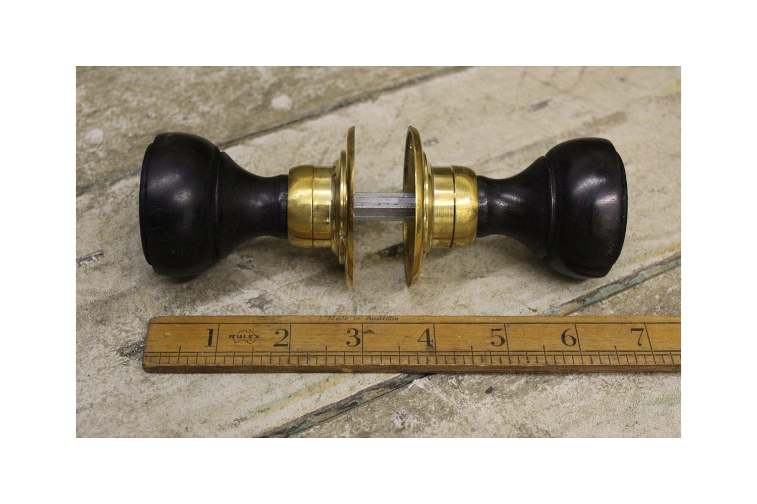 Antique Brass Flat End Door Knob Set