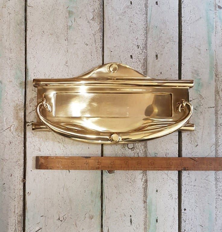 Antique Polished Brass Letter Plate & Knocker