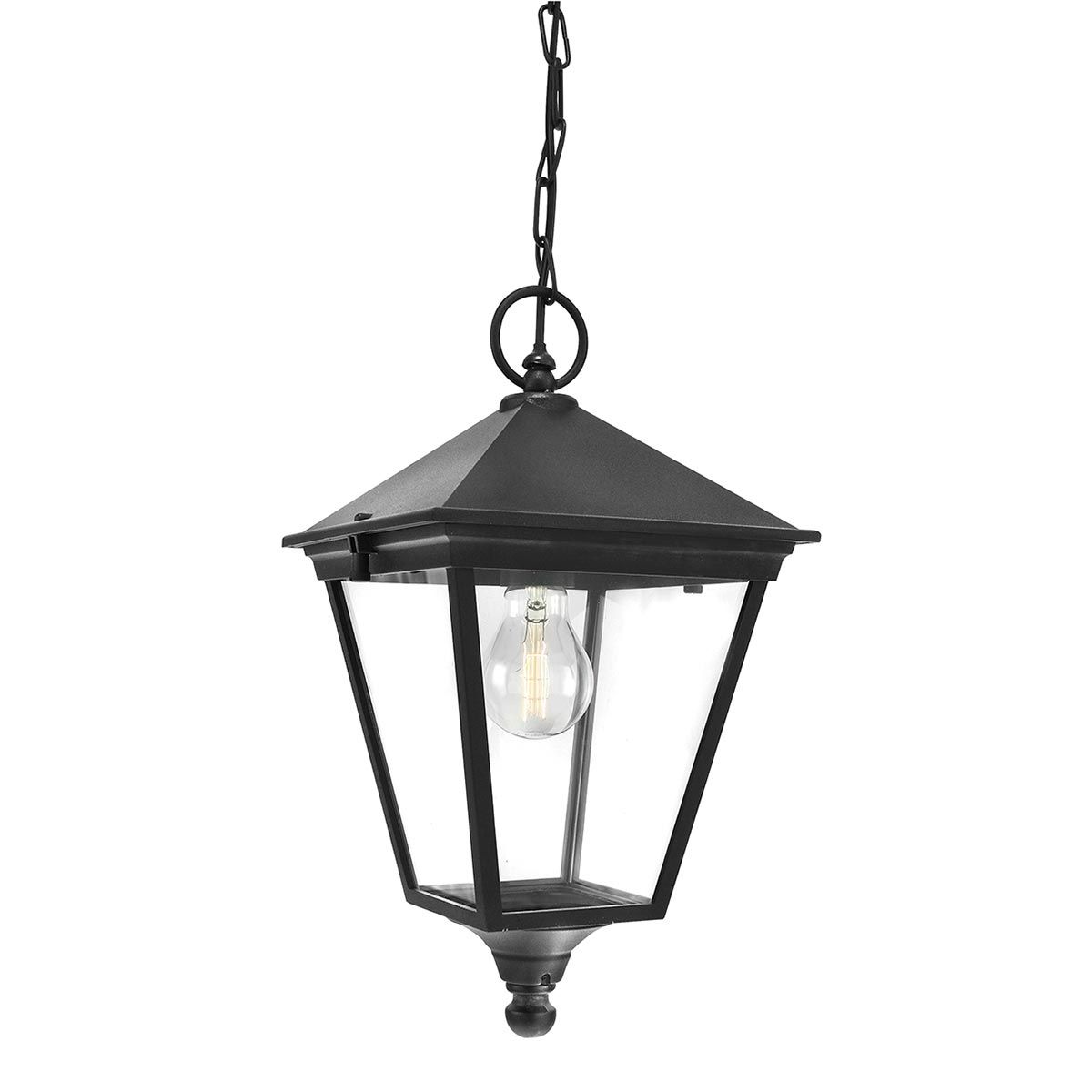 Black Aluminium 'Turin' Exterior Light Chain Lantern