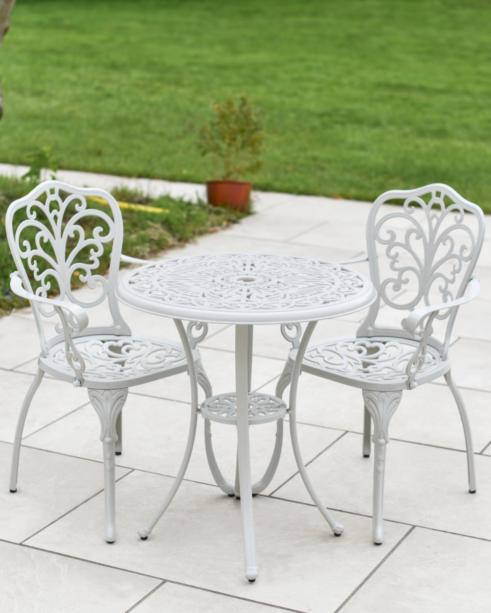 'Buckingam' Bright White Two Seater Garden Dining Set