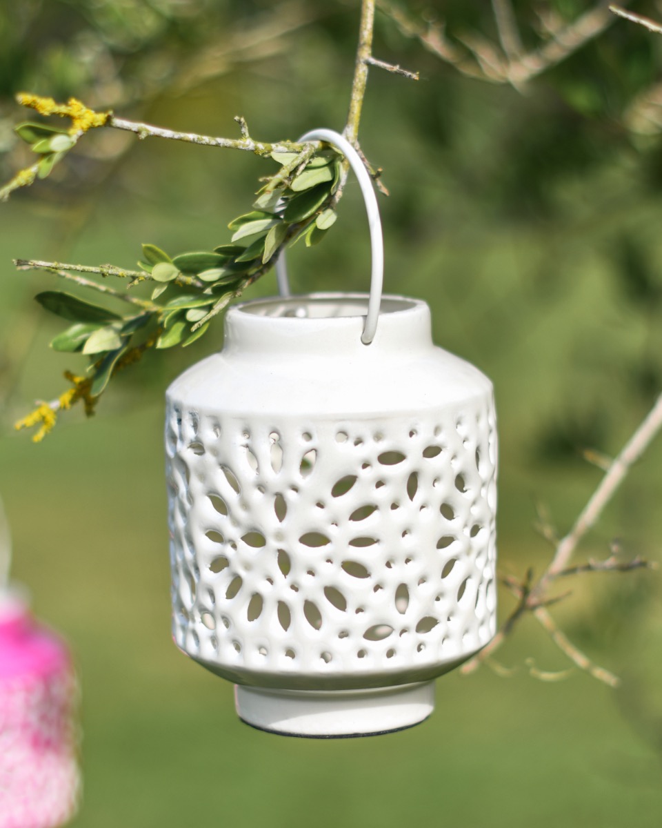 Ornate White Iron Lantern
