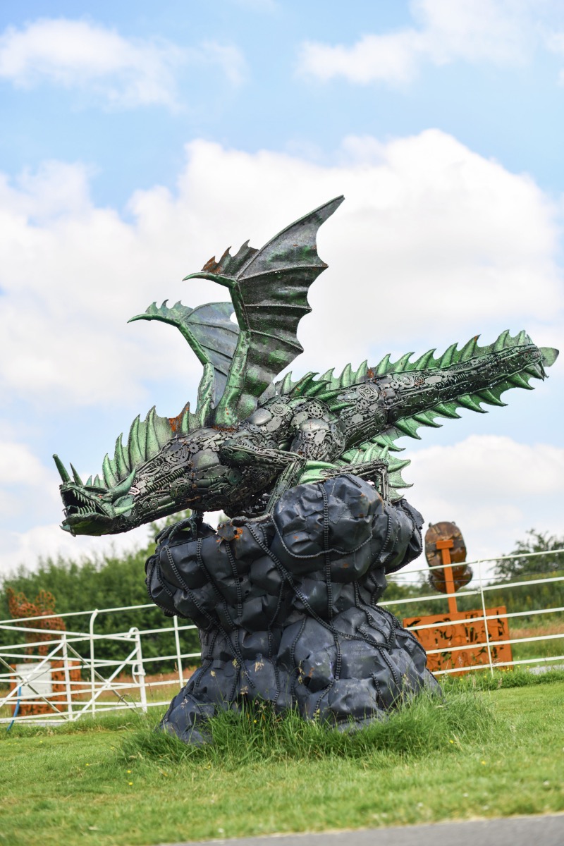 Dragon Sculpture Crafted From Recycled Metal Parts - 3m