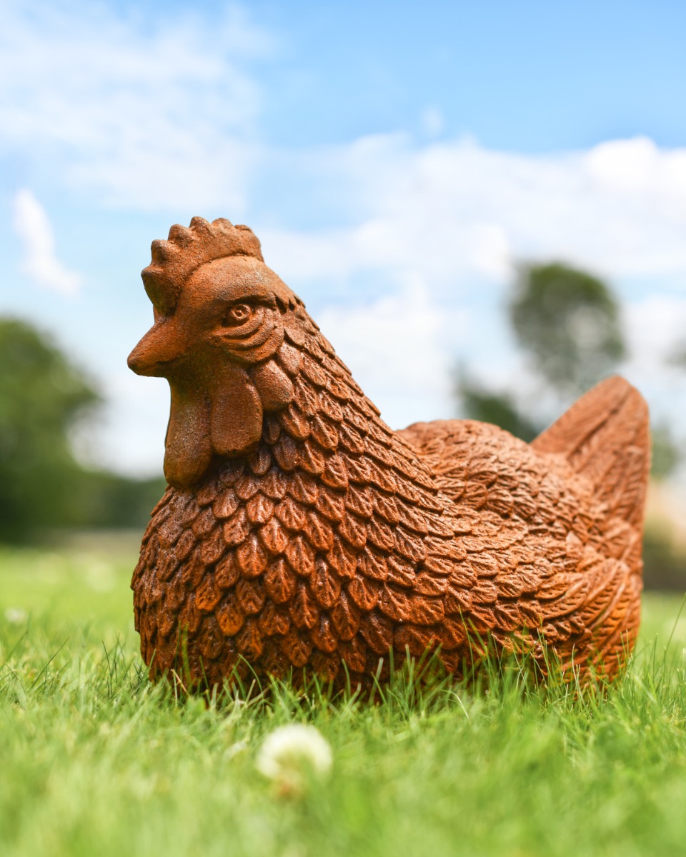 Rustic Rooster Cast Iron Garden Scul…