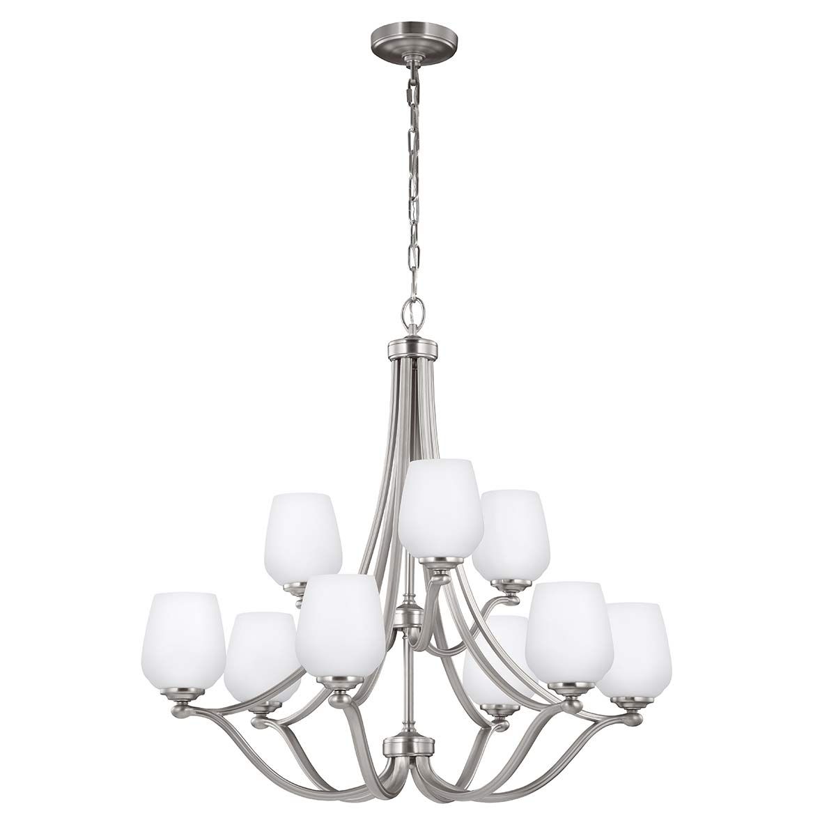 Satin Nickel Wine Glass Nine-Light C…