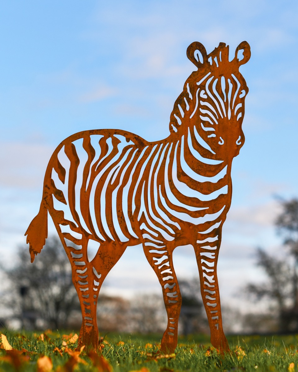 Small Zebra Rustic Steel Garden Silh…