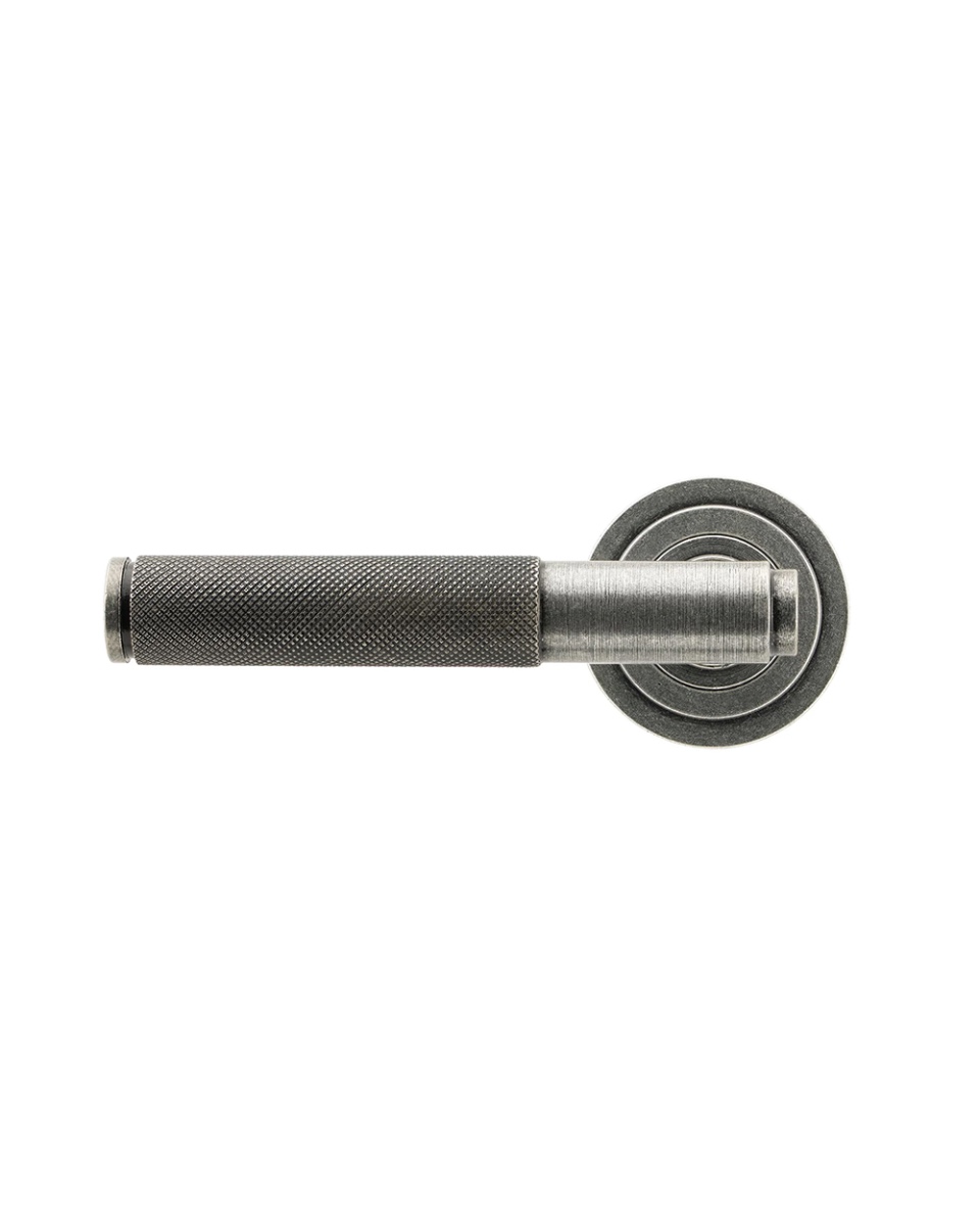 Art Deco Aged Pewter Textured Unsprung Door Handle