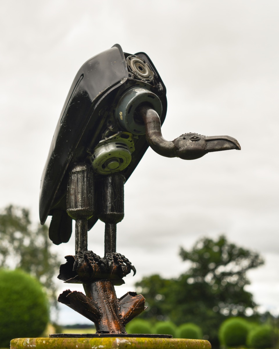 Black Fuel Tank Vulture Recycled Metal Sculpture