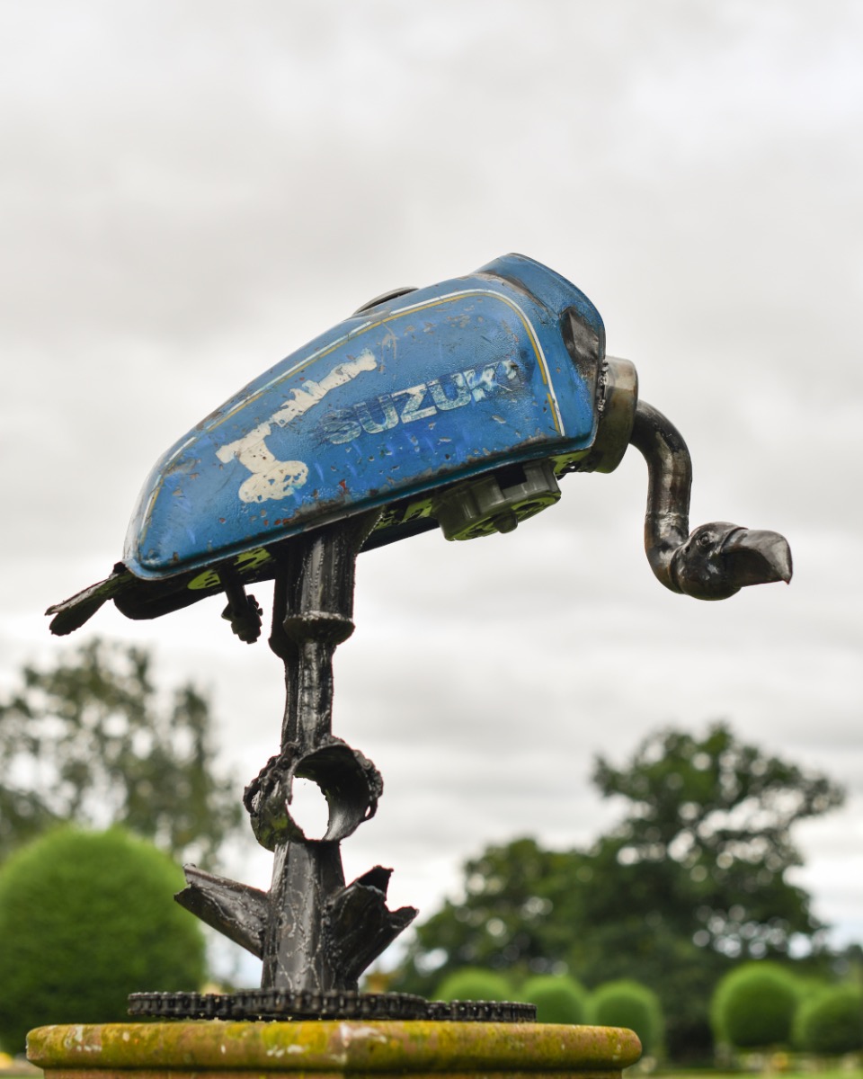 Blue Fuel Tank Vulture Recycled Metal Sculpture