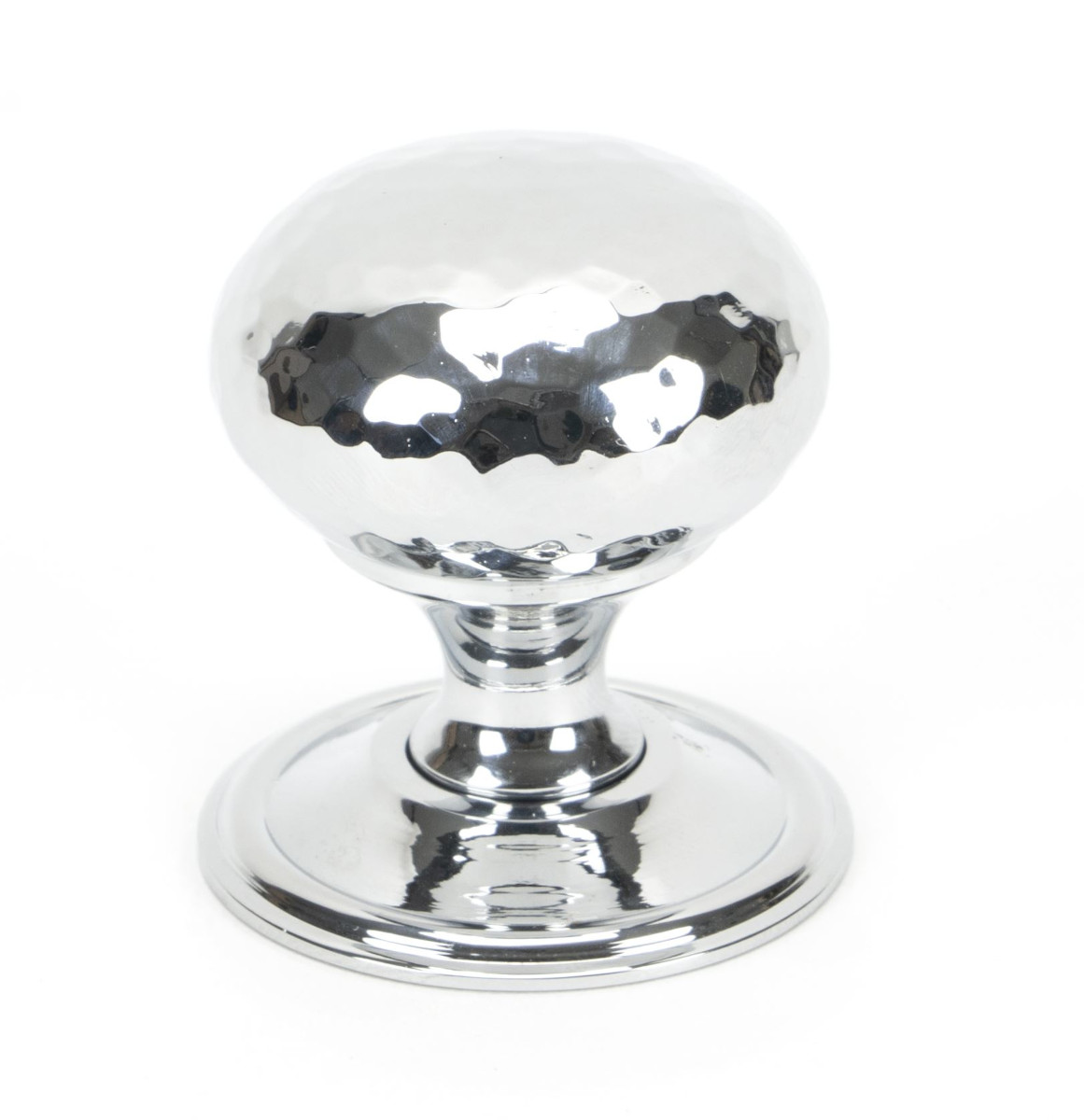 Bright Chrome Hammered Mushroom Cabinet Knob