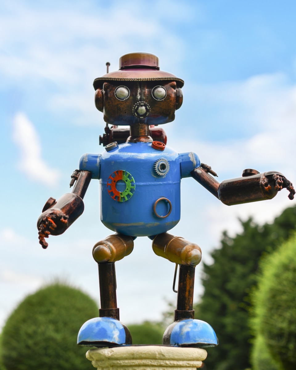 'Chuckleberry' The Gardening Robot Garden Sculpture