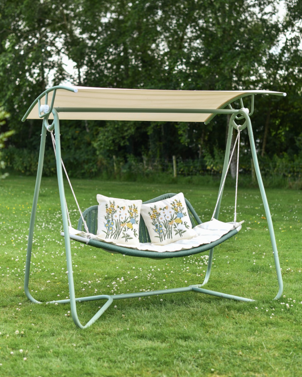 Green Aluminium Rattan Swing Chair