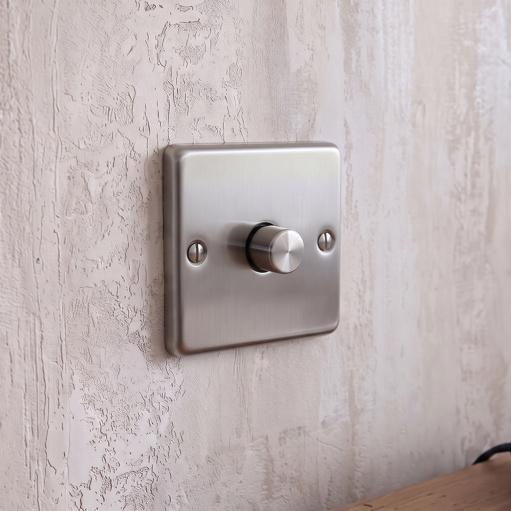Modern Satin Stainless Steel Single LED Dimmer Switch