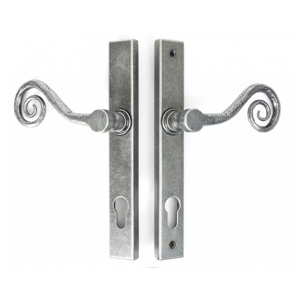 Pewter Slim Monkey tail Espagnolette Lock Set Left Hand