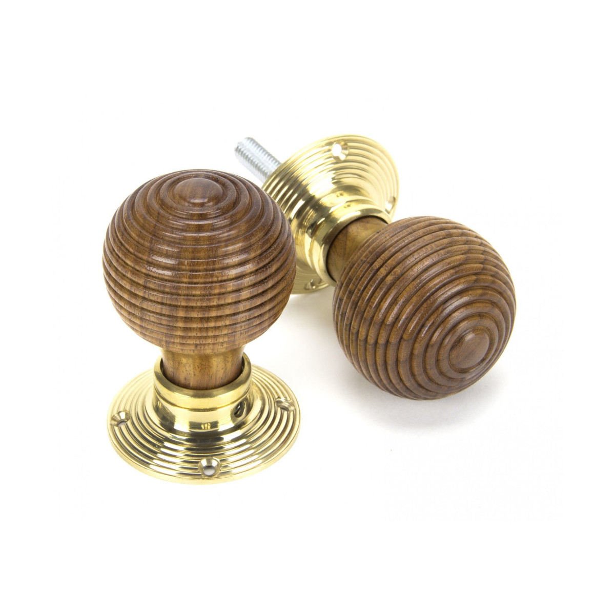 Rosewood Door Knobs & Polished Brass Roses