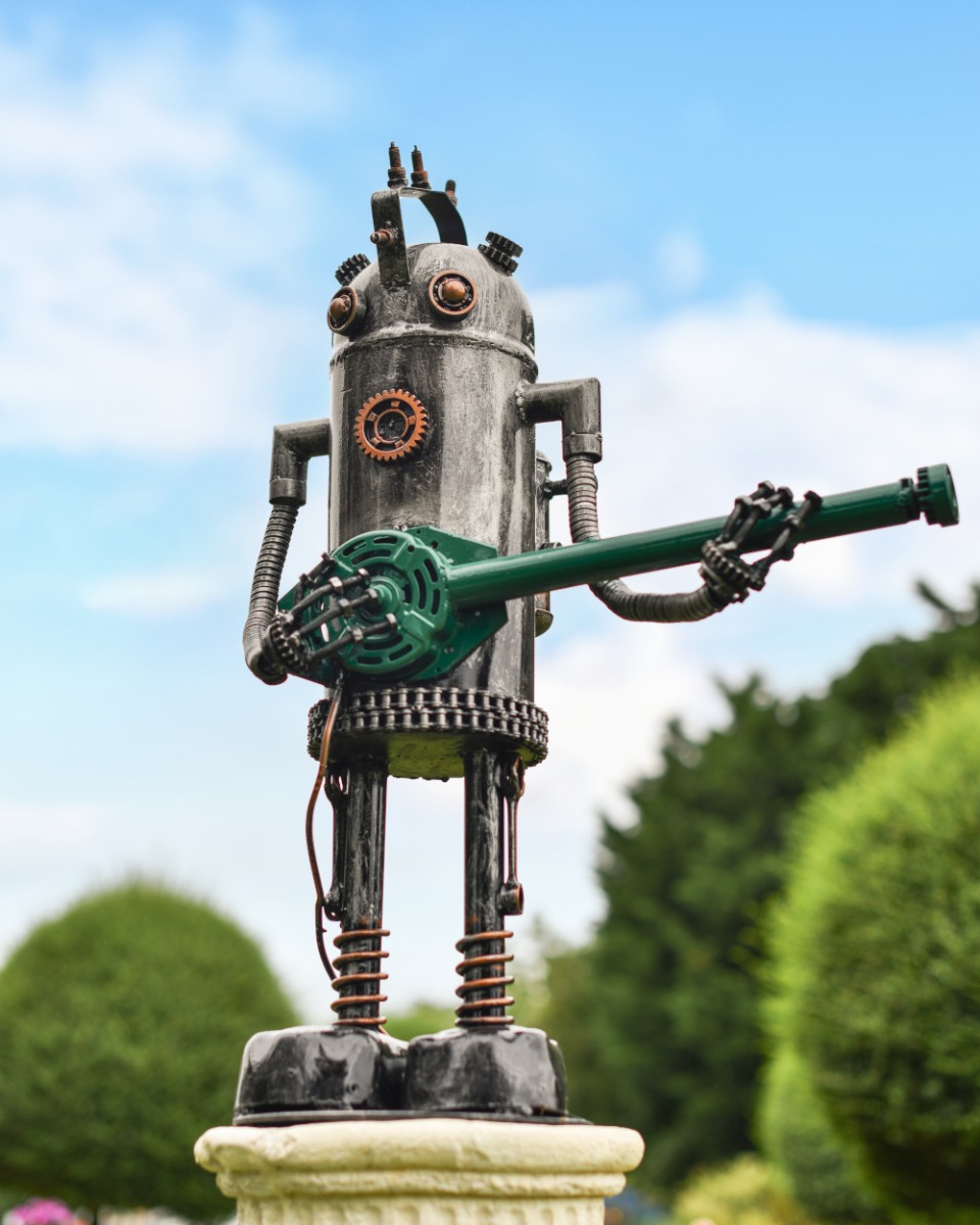 'Flea' Scrap Metal Guitarist Robot Garden Sculpture