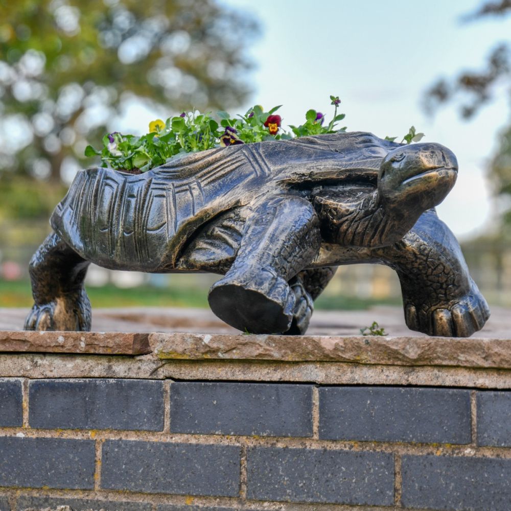 Small Antique Gold Tortoise Planter