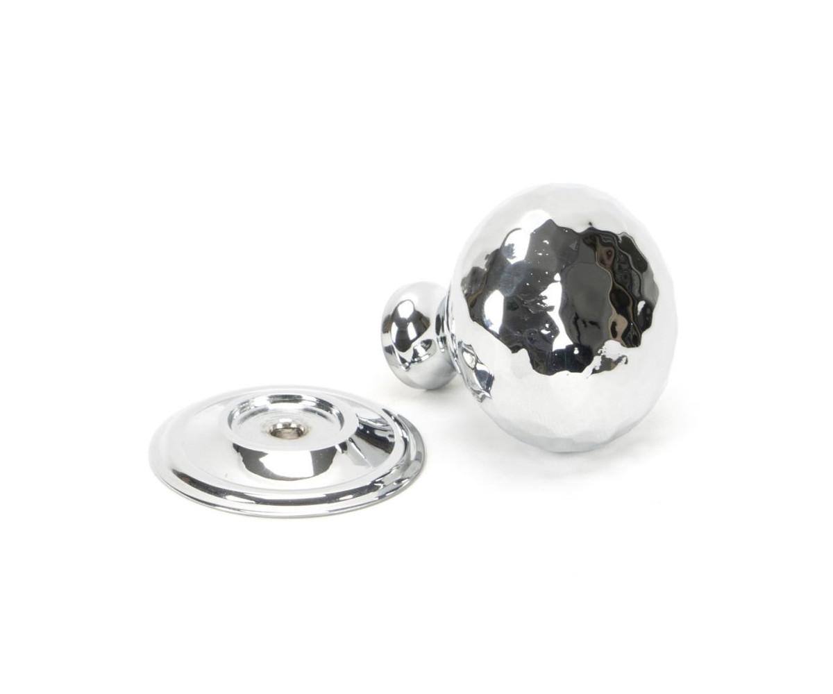 Small Bright Chrome Hammered Mushroom Cabinet Knob