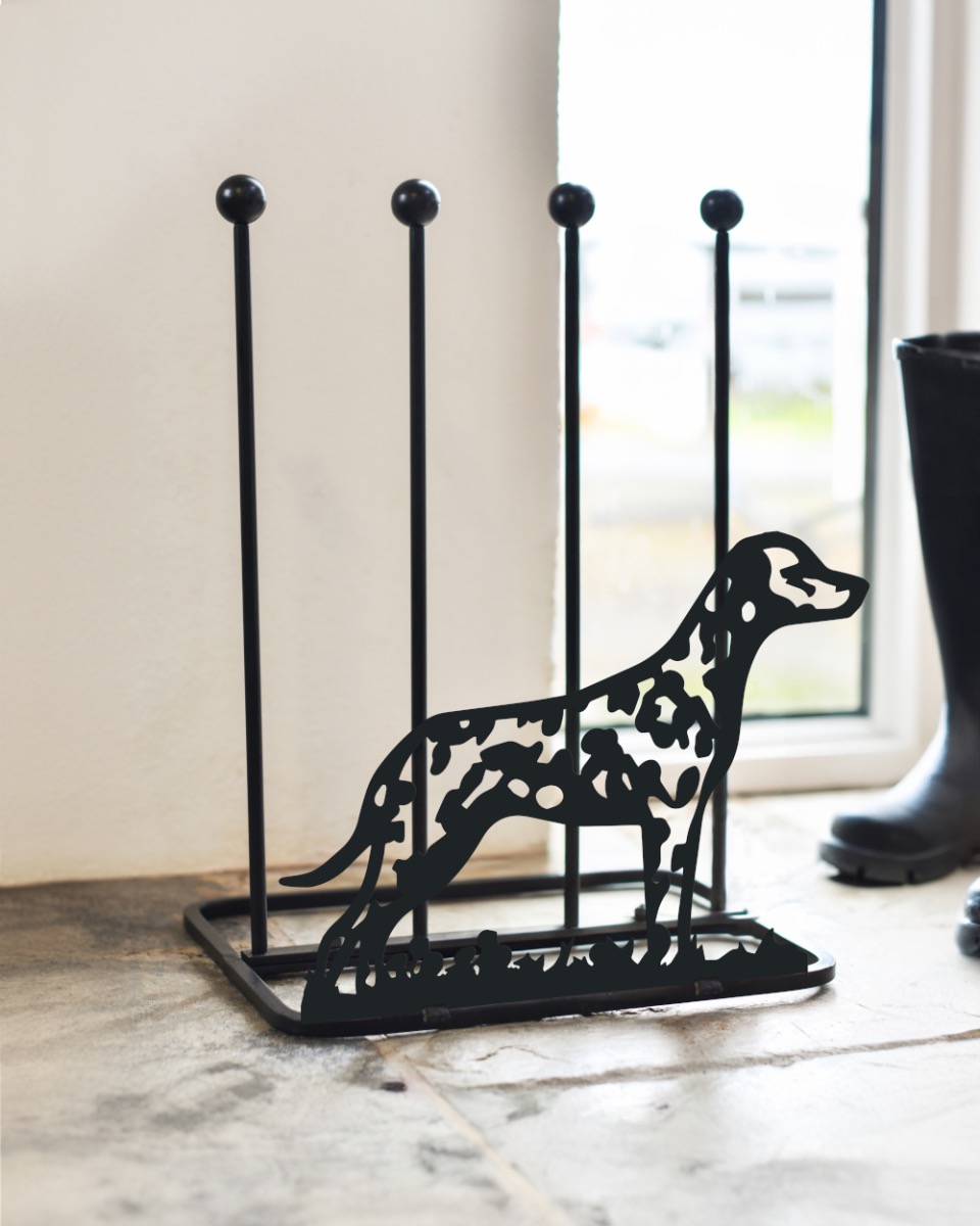 Steel Dalmation Dog Boot Rack
