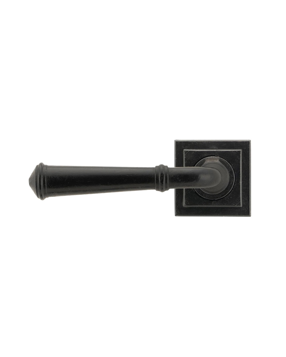 Traditional Ornate Beeswax Door Handle on Square Rose
