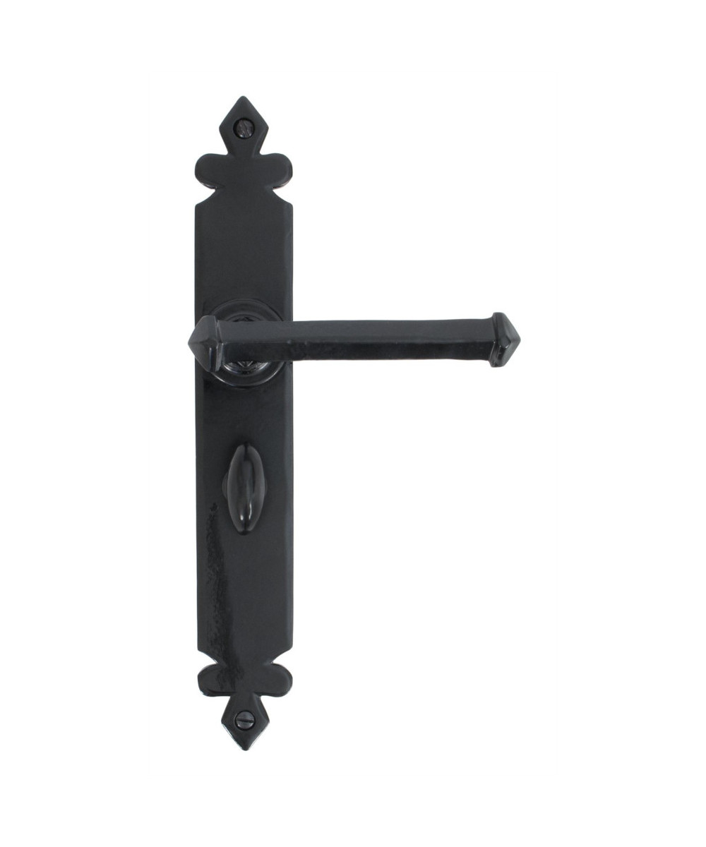 Tudor Style Cast Iron Handles With Bathroom Lock Pair