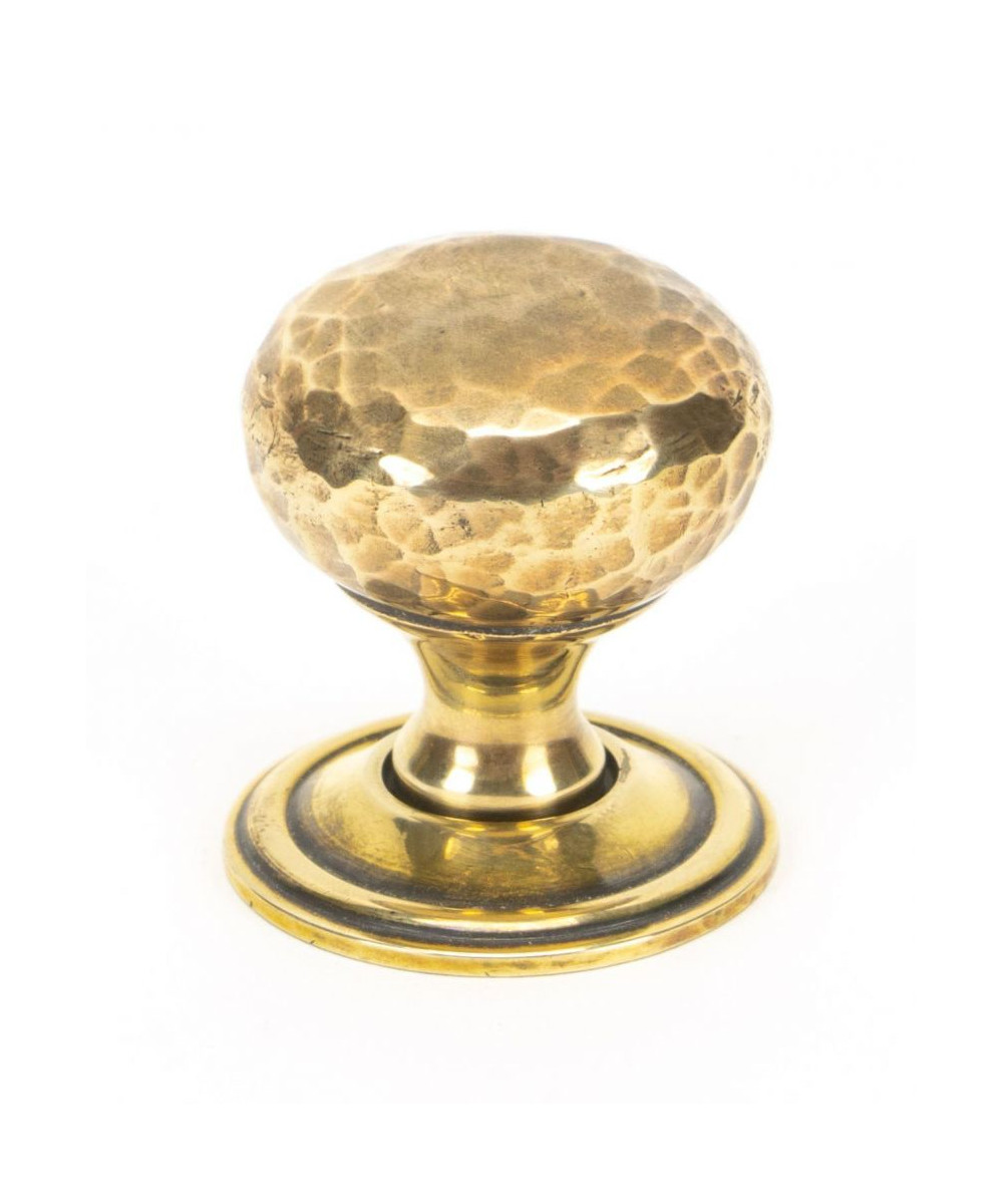 Antique Brass Hammered Mushroom Cabinet Knob - 32mm