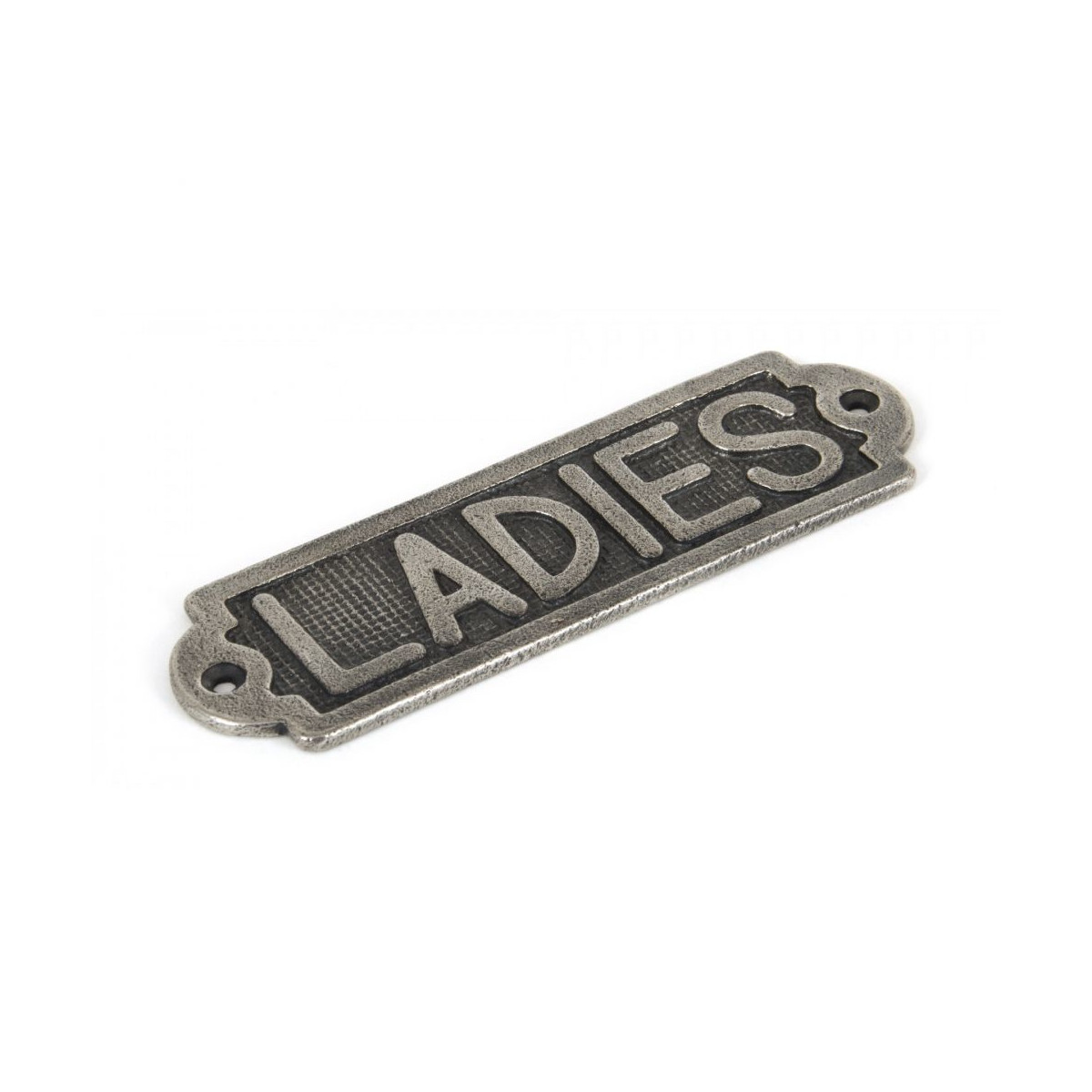 Antique Pewter Brass 'Ladies' Bathroom Sign