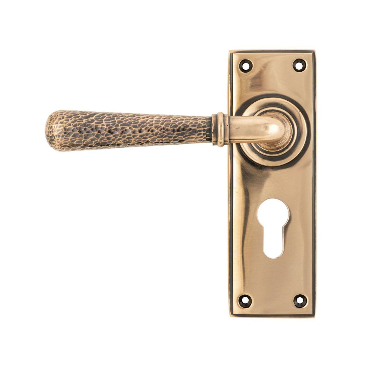 Antique Polished Hammered Copper Euro Door Handle