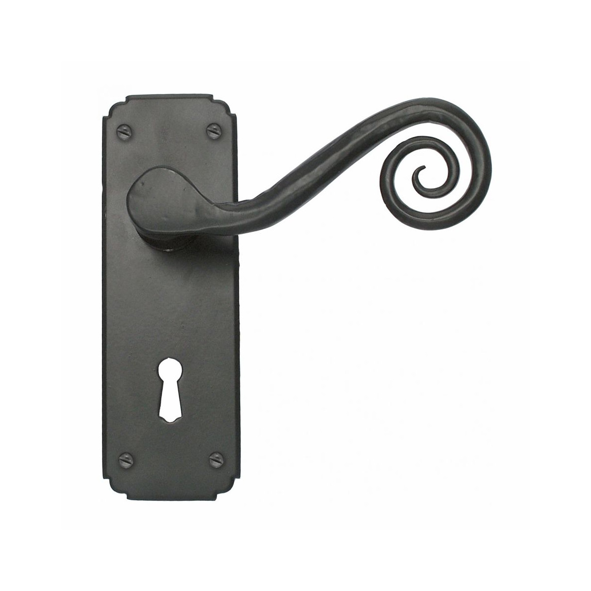 Black Monkey Tail Lever Handle Set With Key Hole