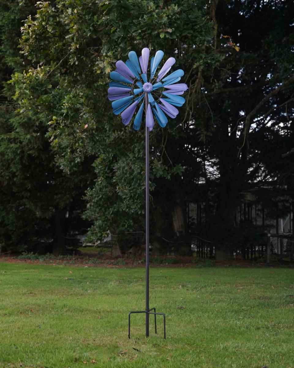 'Blossoming' Purple & Blue Wind Spinner