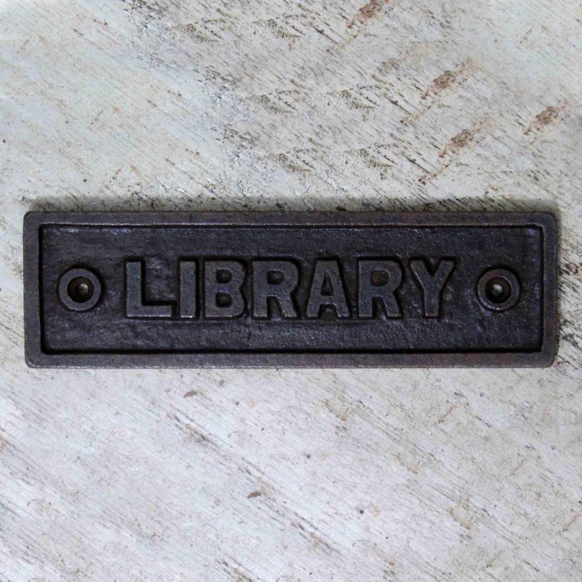 Black Cast Iron 'Library' Sign