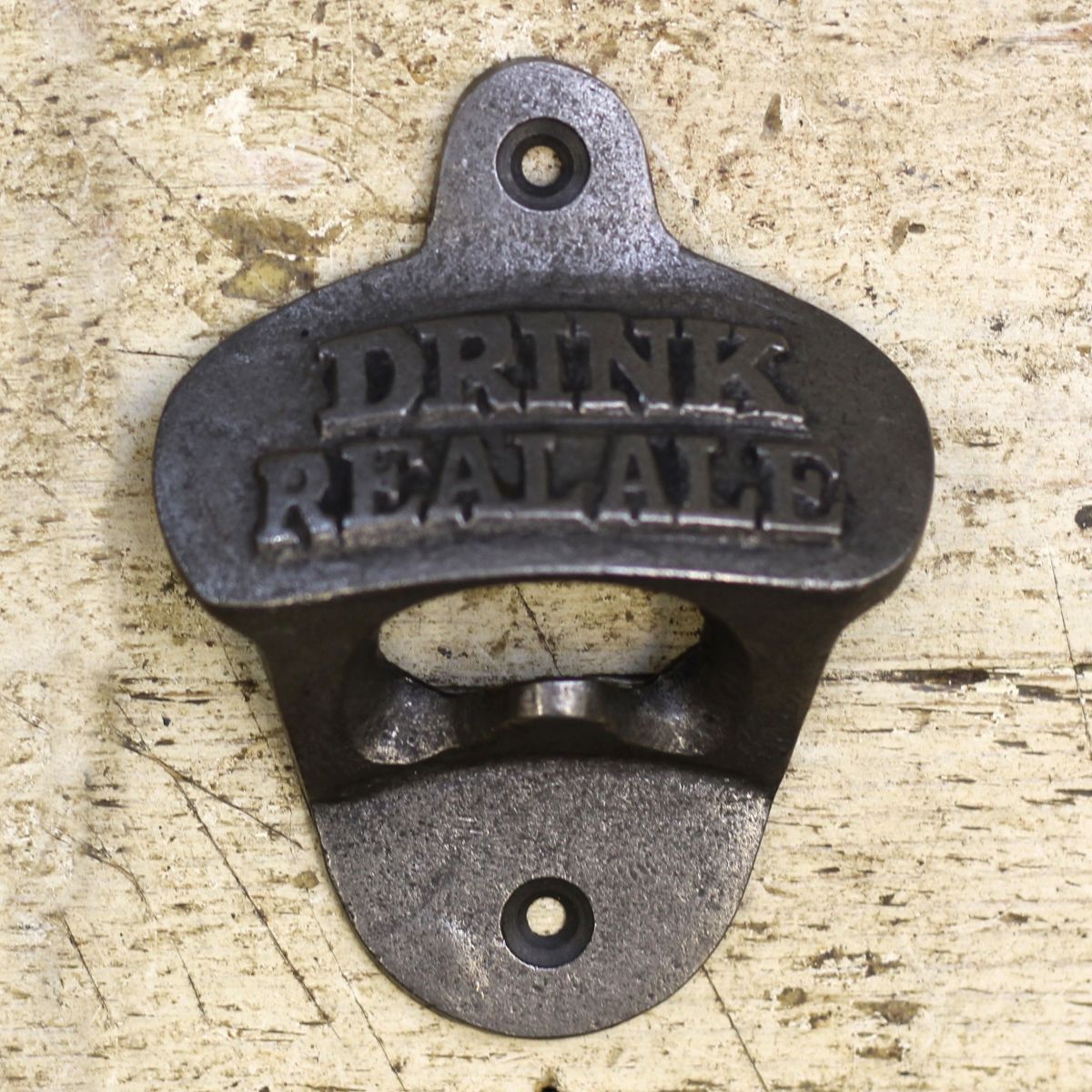 Wall Mounted 'Drink Real Ale' Iron Bottle Opener
