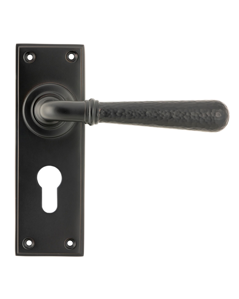 Hammered Aged Bronze Lever Euro Door Handle