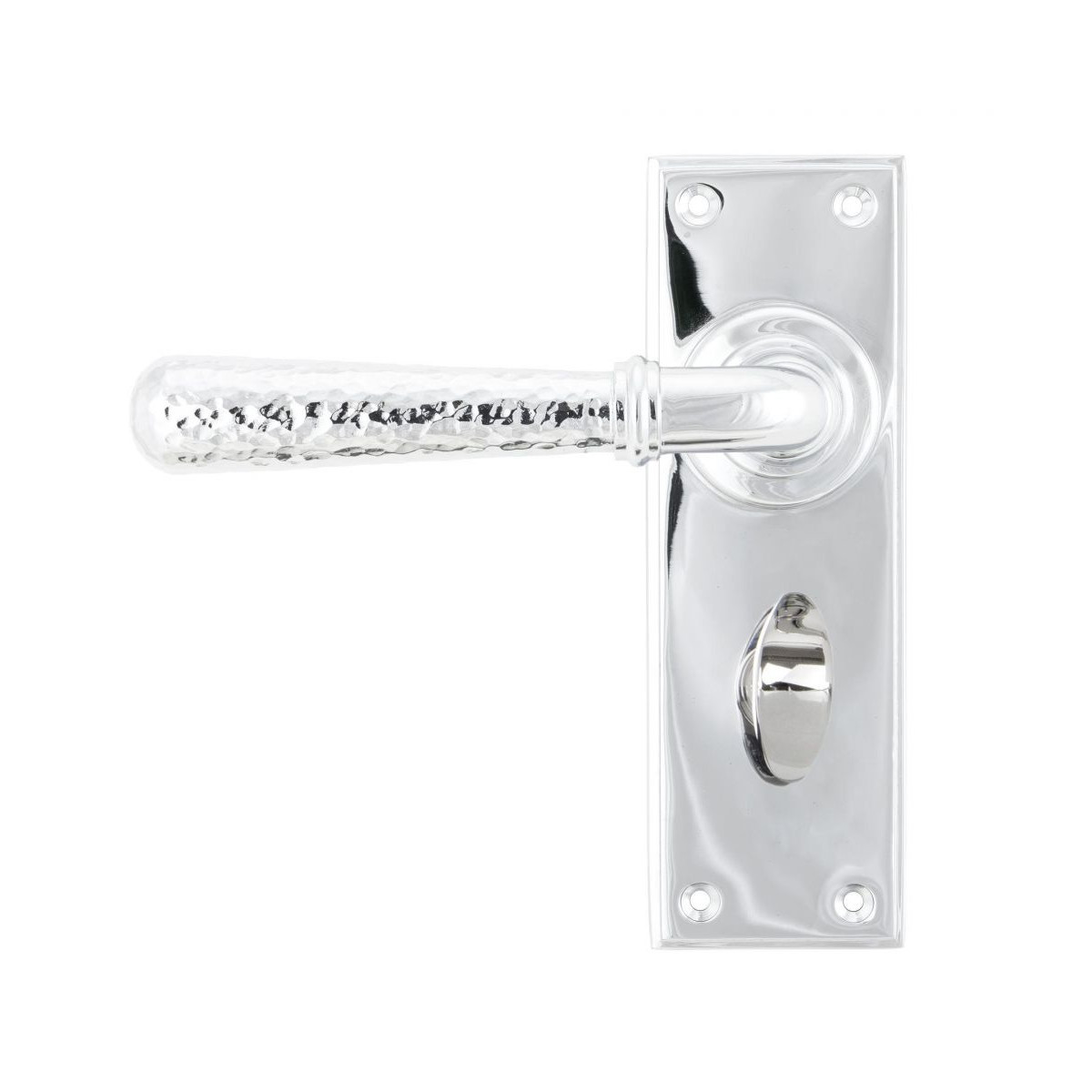 Hammered Bright Chrome Lever Bathroom Door Handle