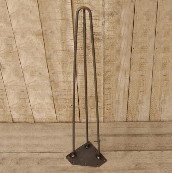 Rustic Iron Three Prong Hairpin Table Leg - 26"