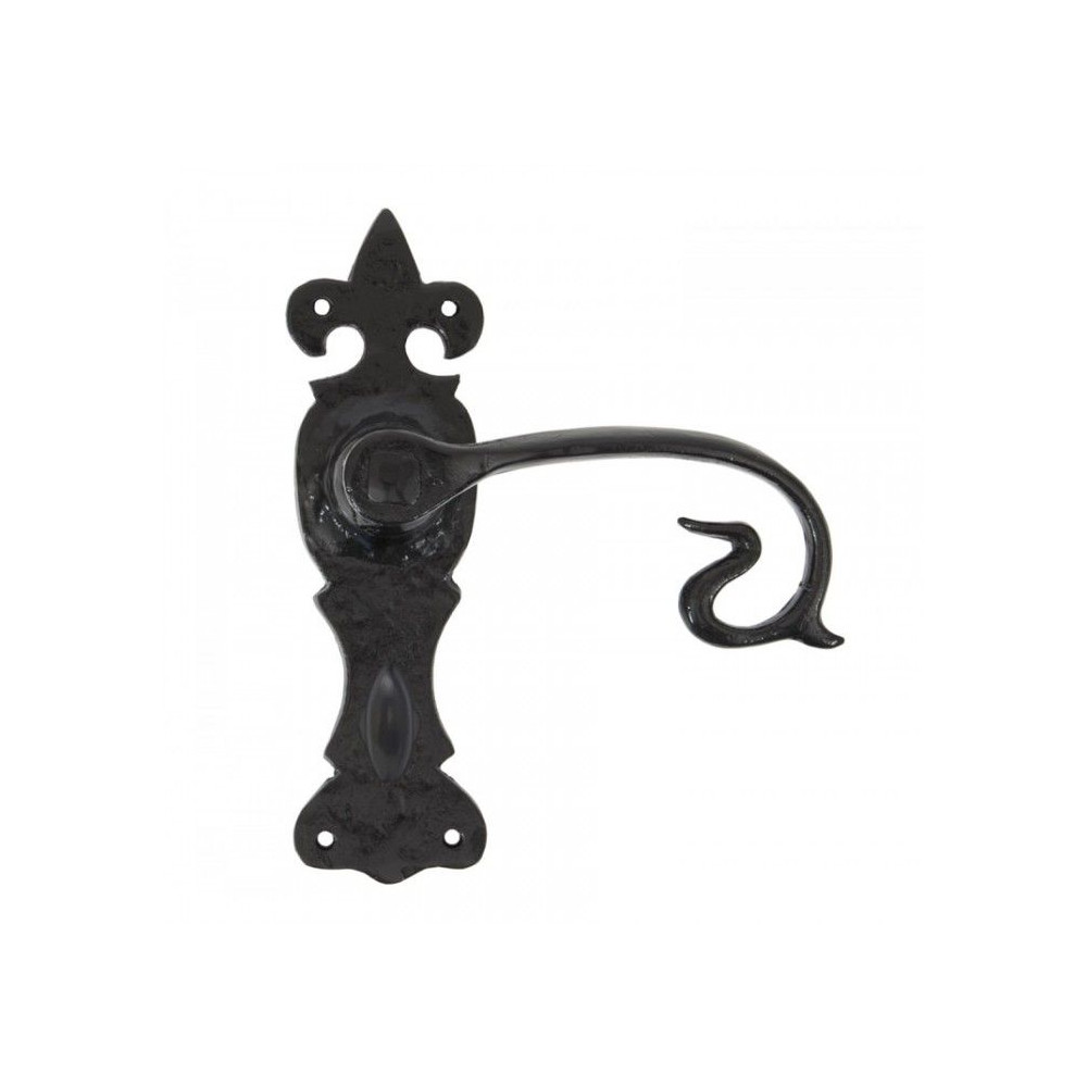 Medieval Ornate Black Bathroom Door Handle Set