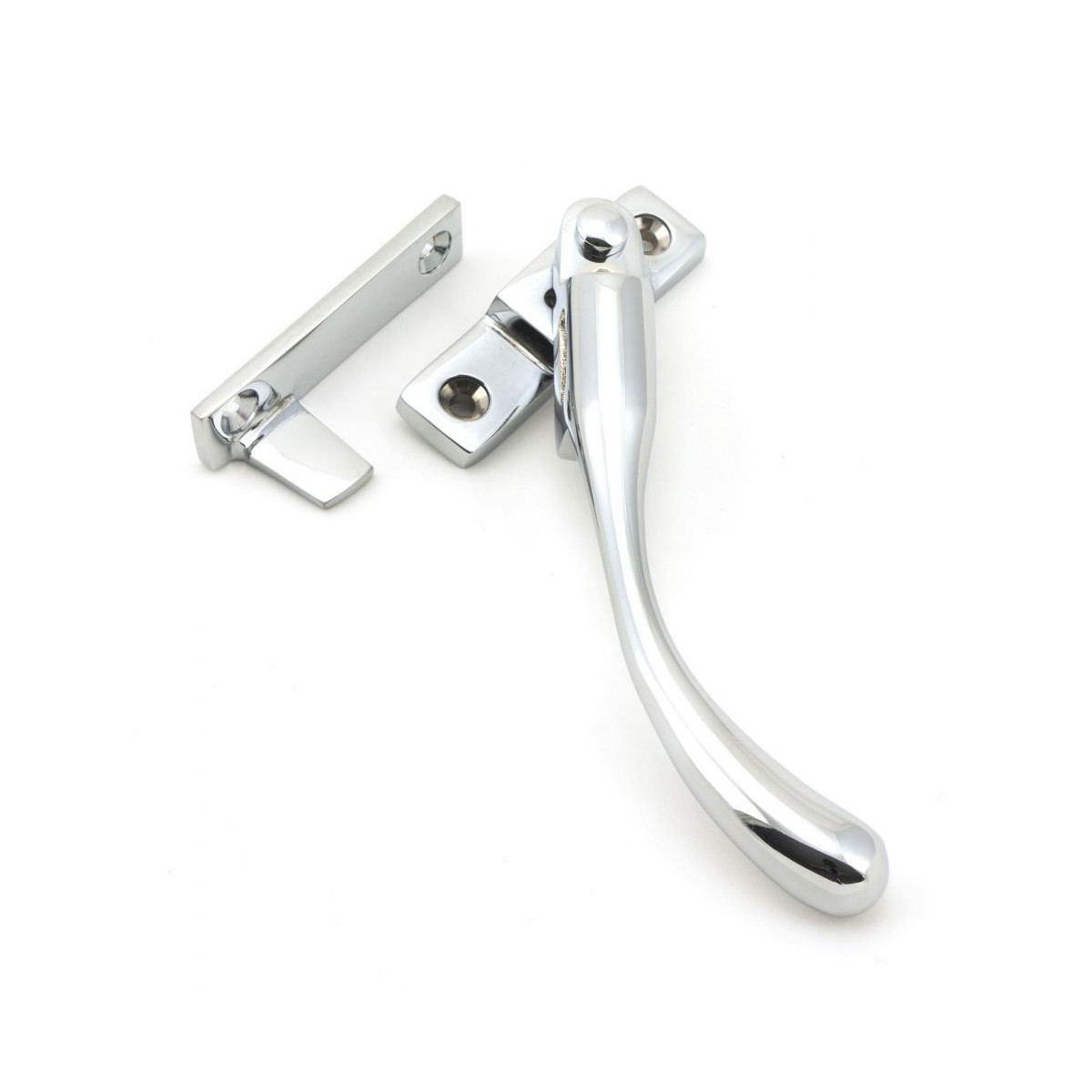 Modern Bright Chrome Peardrop Locking Window Fastener - Right Handed Side