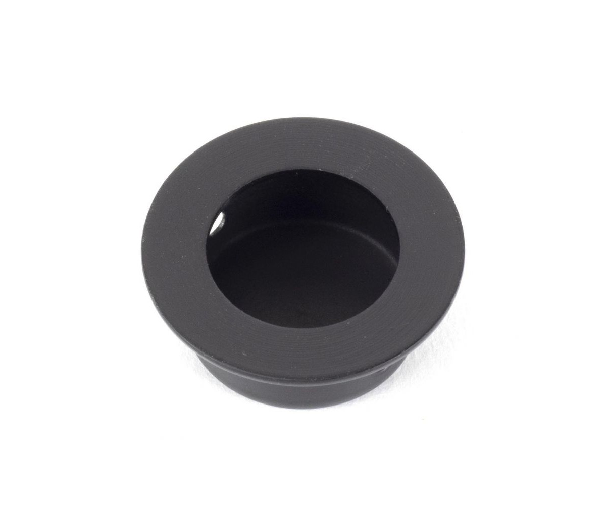 Modern Circular Matte Black Pocket Door Handle - 30mm