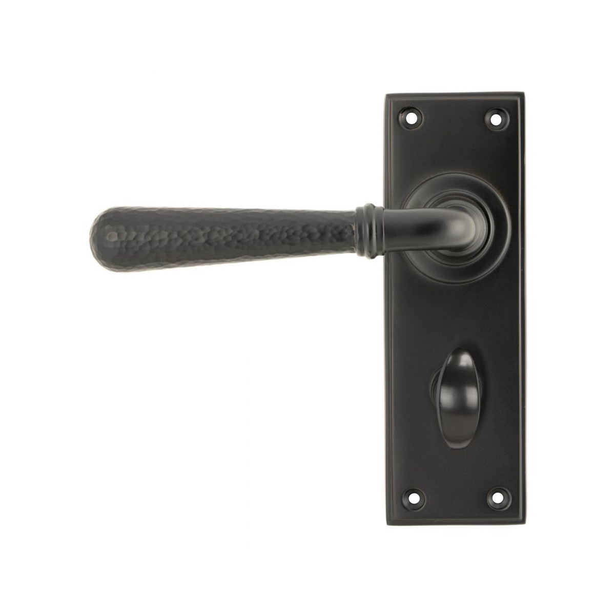 Ornate Hammered Aged Bronze Lever Bathroom Door Handle