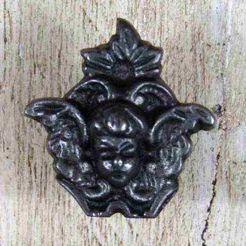 Ornate Iron Cherub Cabinet Knob