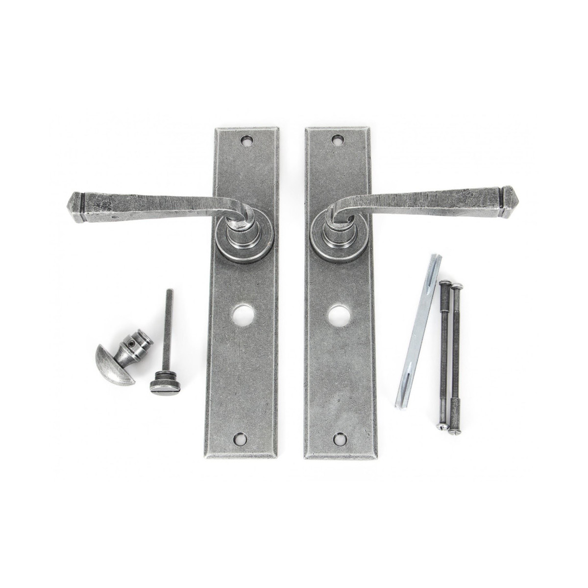 Pewter Traditional Bathroom Door Handle Set