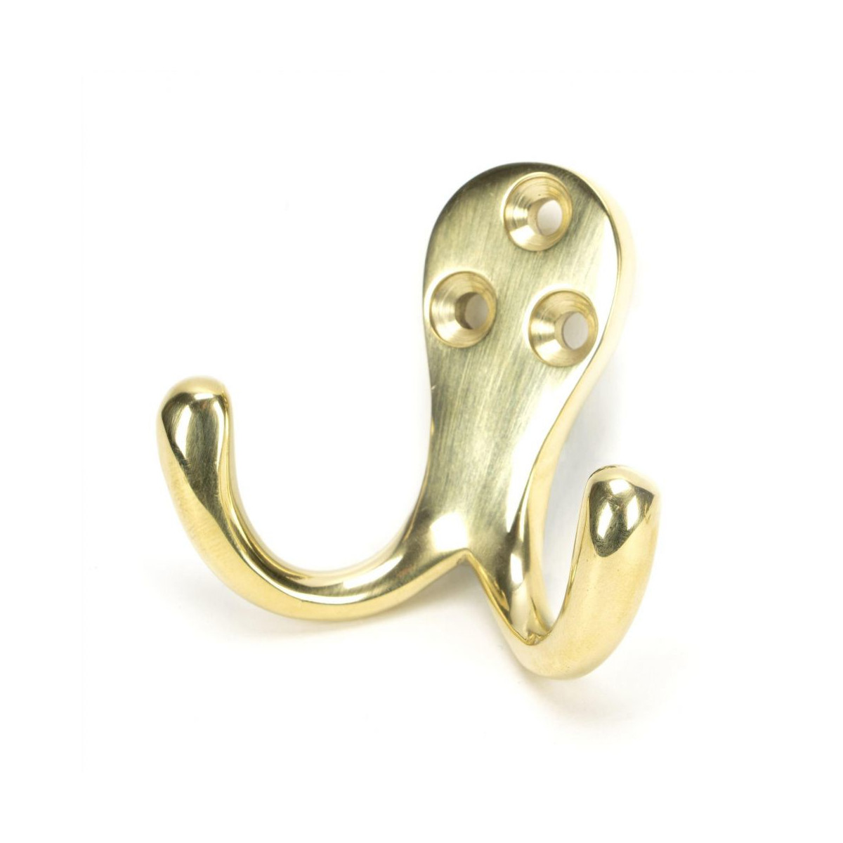 Polished Brass Double Pronged Coat Hook