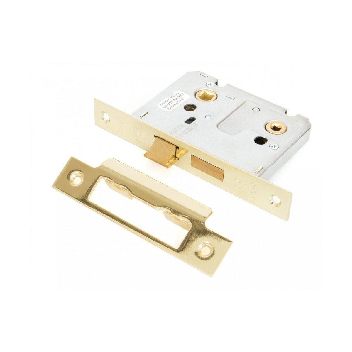 Polished Brass Standard Bathroom Mortice Lock - 3"