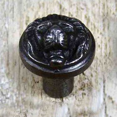 Ornate Circular Iron 'Lions Face' Cabinet Knob