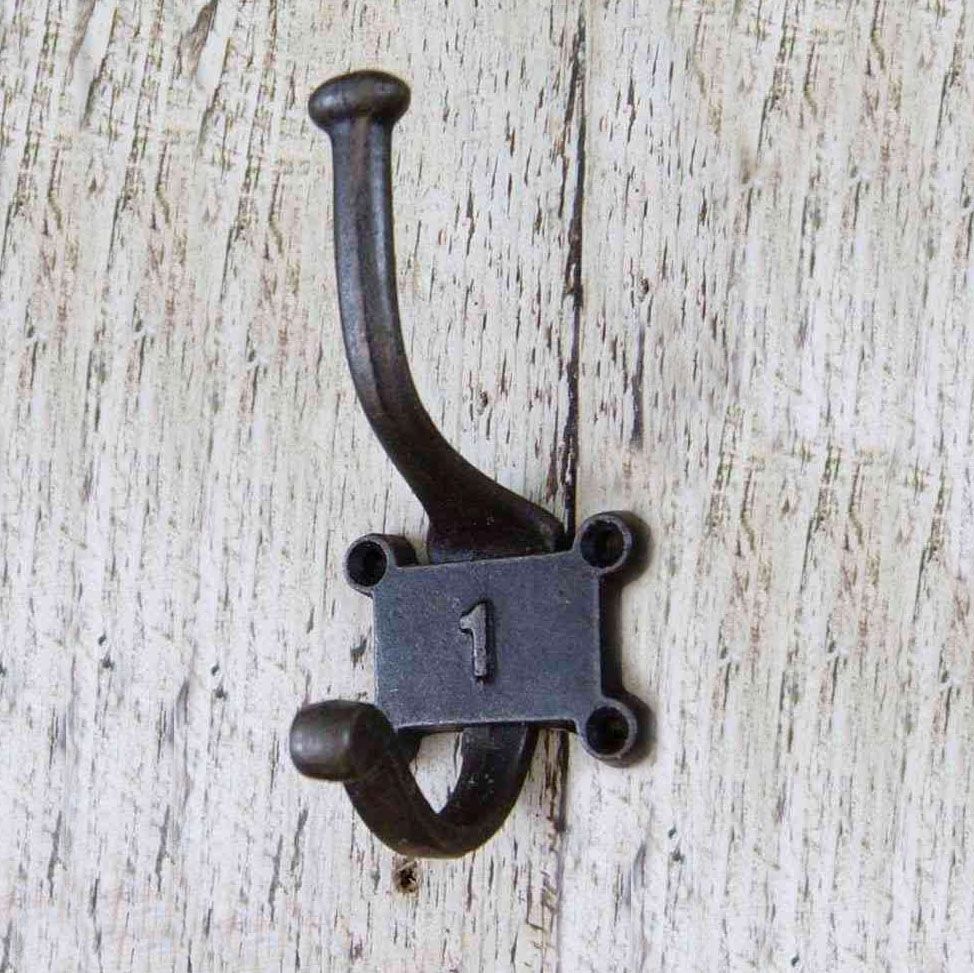 Traditional Numbered Iron Coat Hooks - 1-6