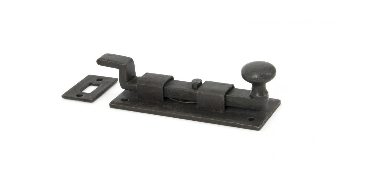 Traditional Iron Cranked Knob Bolt Beeswax 4"